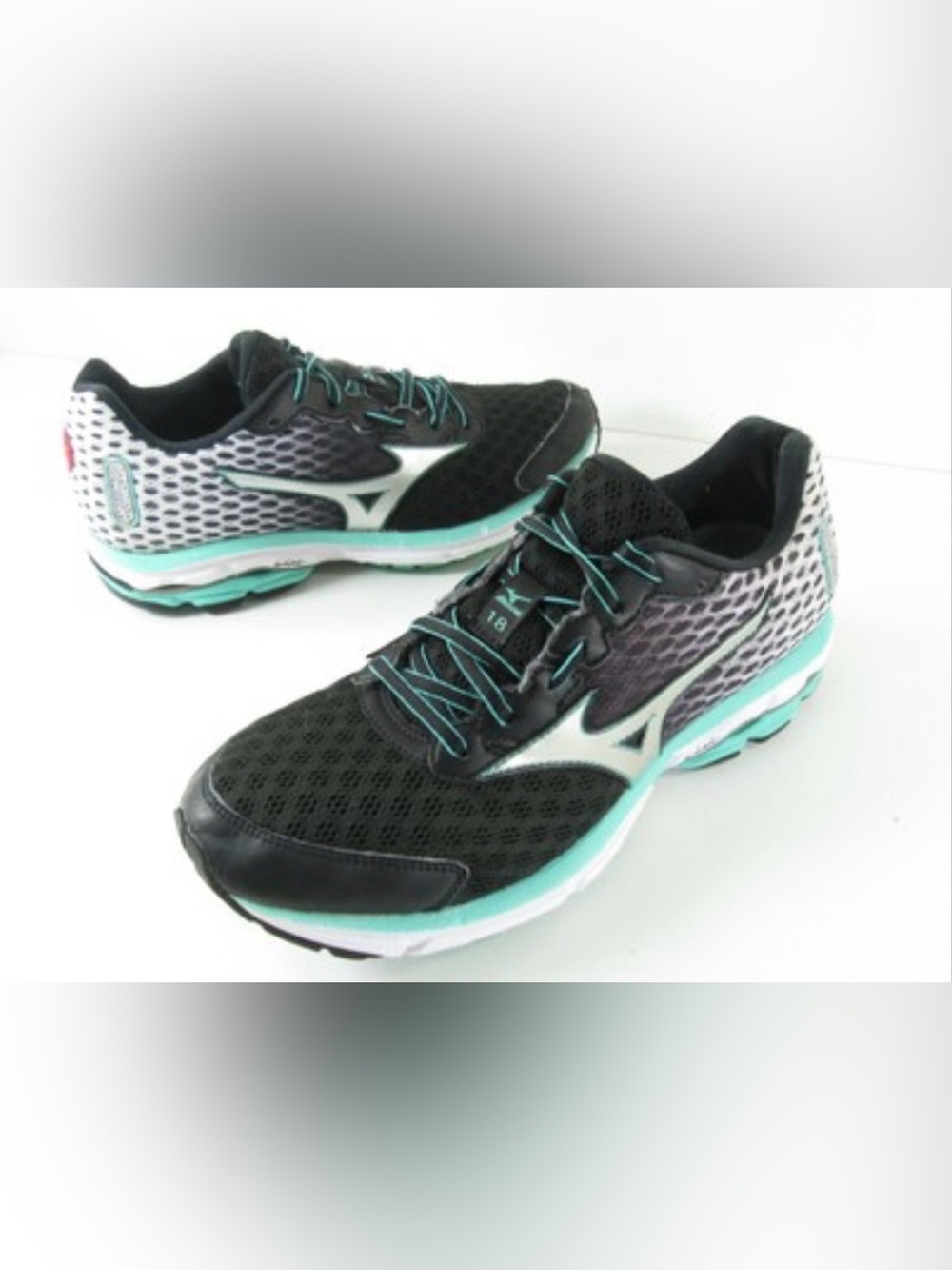 Mizuno Wave Rider 18 Orthotic Cushion Running Shoes Black Mint US 9
